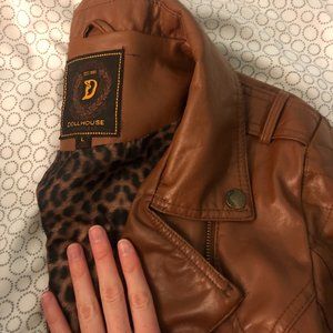 Faux Leather Jacket Brown